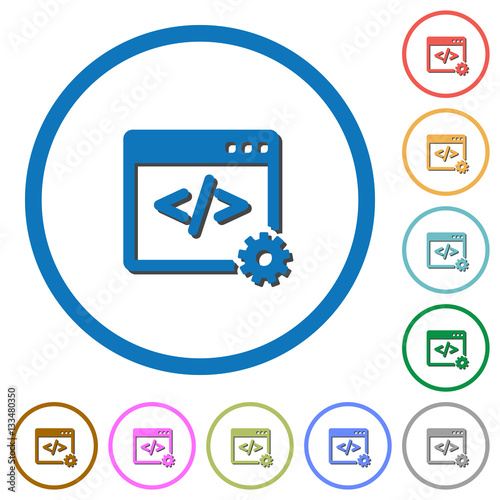 Web development icons with shadows and outlines