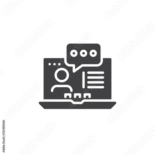 Online consulting icon vector, filled flat sign, solid pictogram isolated on white. Symbol, logo illustration