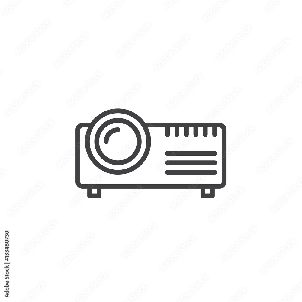 Digital projector line icon, outline vector sign, linear pictogram isolated on white. Symbol, logo illustration Digital projector line icon, outline vector sign, linear pictogram isolated on white. Symbol, logo illustration