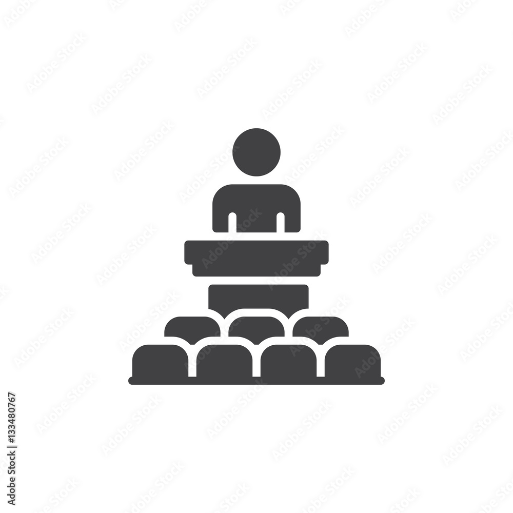 Speaker, conference icon vector, filled flat sign, solid pictogram isolated on white. Podium symbol, logo illustration Speaker, conference icon vector, filled flat sign, solid pictogram isolated on white. Podium symbol, logo illustration