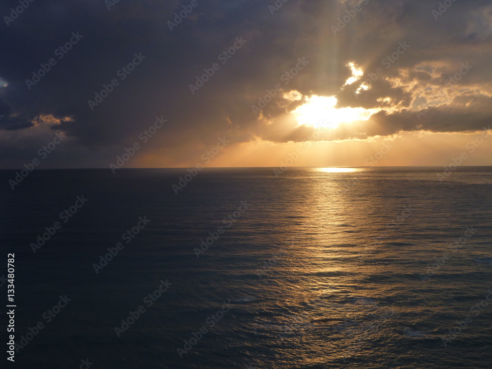 beautiful romantic sunset over a sea