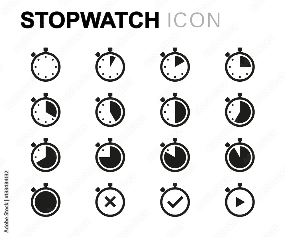 Vector line stopwatch icons set Vector line stopwatch icons set