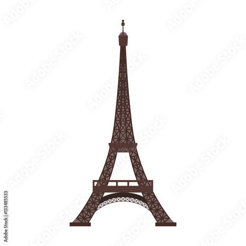 Eiffel tower icon in cartoon style isolated on white background. France country symbol stock vector illustration.