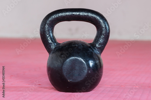 Black kettlebell ina gym