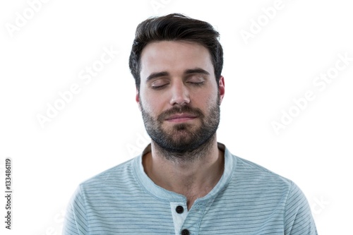 Handsome man with eyes closed