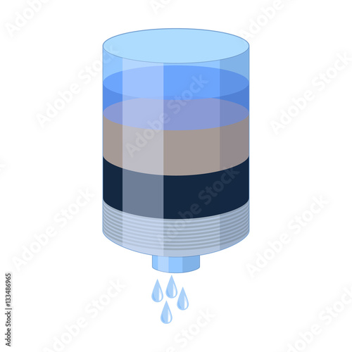 Water filter cartridge icon in cartoon style isolated on white background. Water filtration system symbol stock vector illustration.