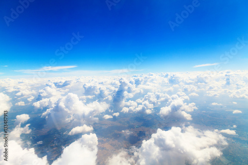 Beautiful Sky view through plane window © Naypong Studio