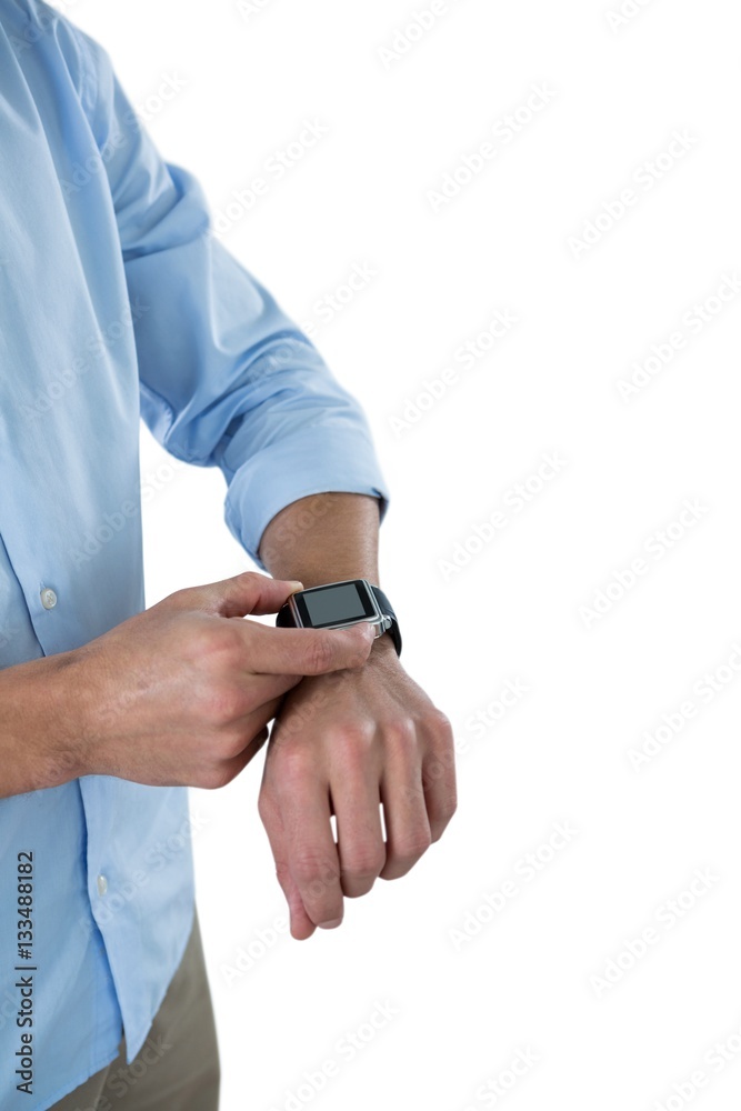 Man using smart watch Man using smart watch