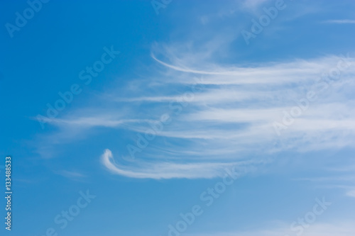 White clouds in blue sky.