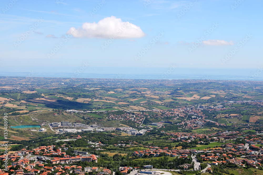 Naklejka premium San Marino and Adriatic sea Italy landscape