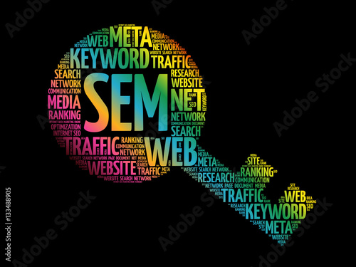 SEM - Search Engine Marketing Key word cloud, business concept