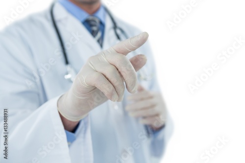Doctor touching an digital screen 