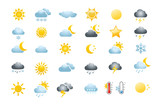 30 weather icons on white background