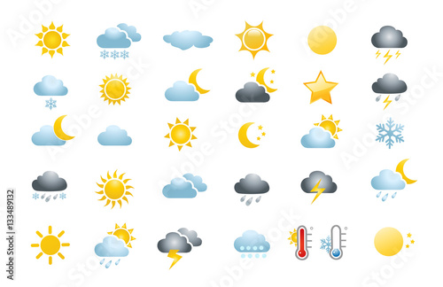 Obraz na plátně 30 weather icons on white background
