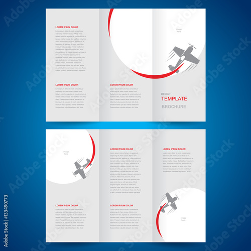 brochure design template vector tri-fold airplane flight