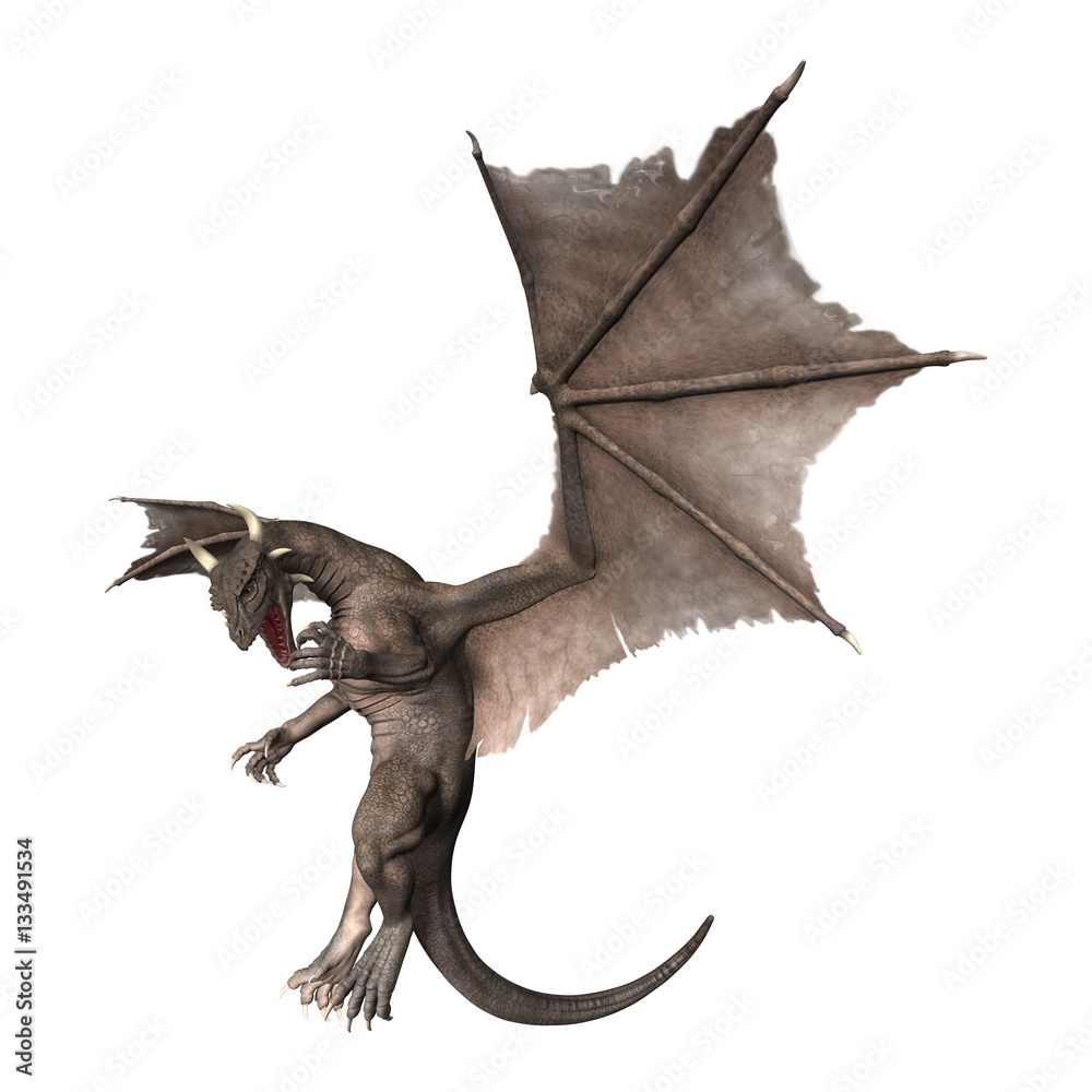 3D Rendering Fantasy Dragon on White 3D Rendering Fantasy Dragon on White