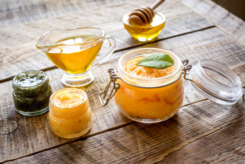organic citrus scrub homemade on wooden background organic citrus scrub homemade on wooden background