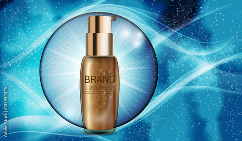 Skin Toner Bottle Template for Ads or Magazine Background. 3D Re