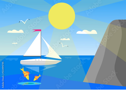 Beautiful seascape drawing
