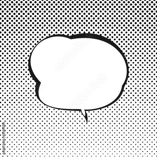 Retro Style Speech Bubble, Speech Bubble on Halftone Background, Gradient from the Top Down, White Background with Black Dots , Vector Illustration