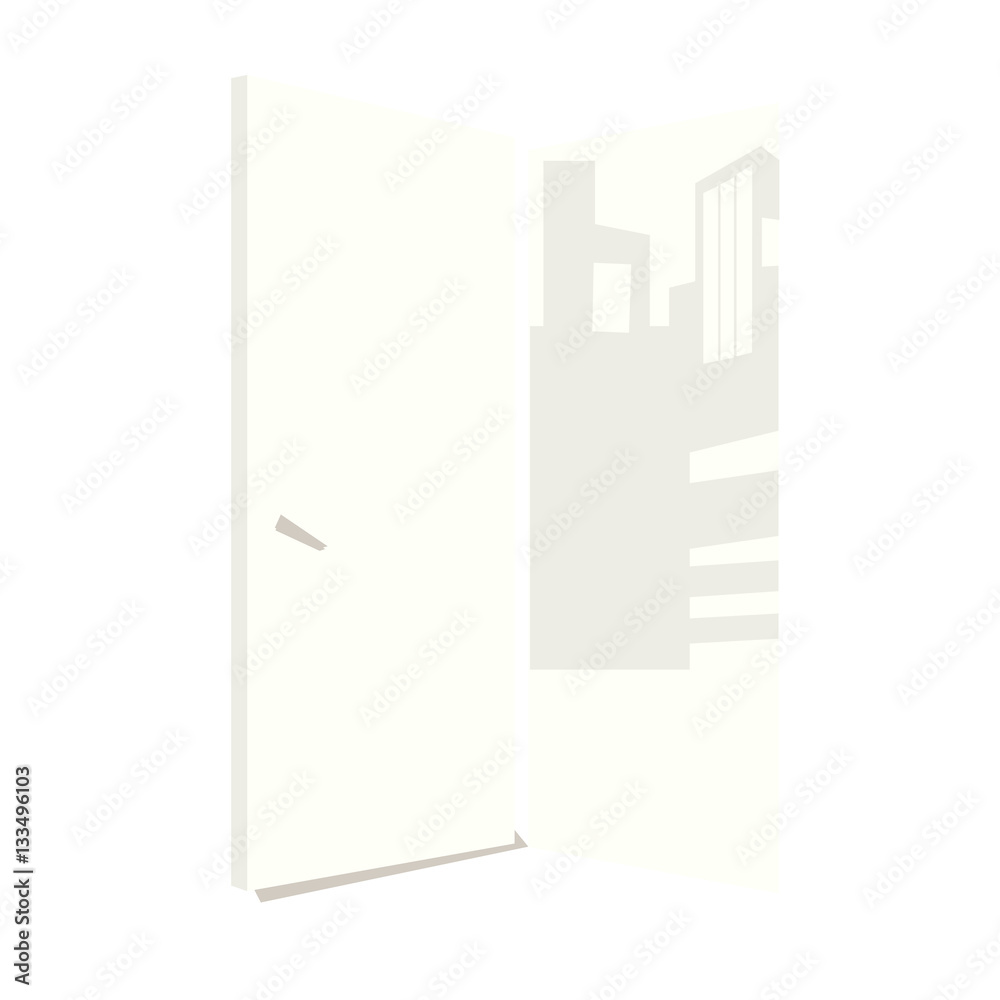 Cartoon illustration of open door