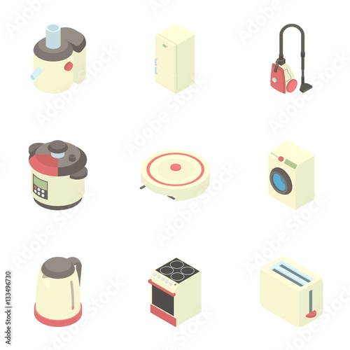 Electronic kitchen equipment icons set
