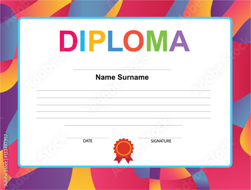 Kids Diploma certificate background design template