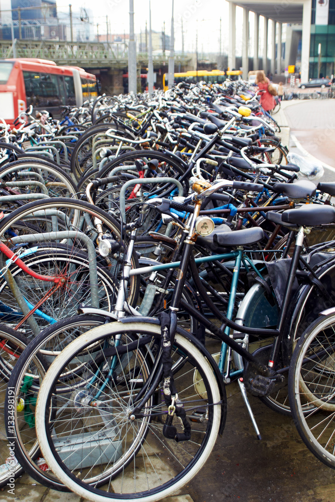 Amsterdam, bicycles parking near Central Station