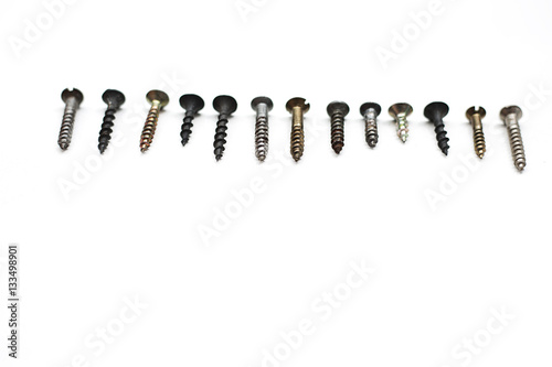 lot of screws on a white background