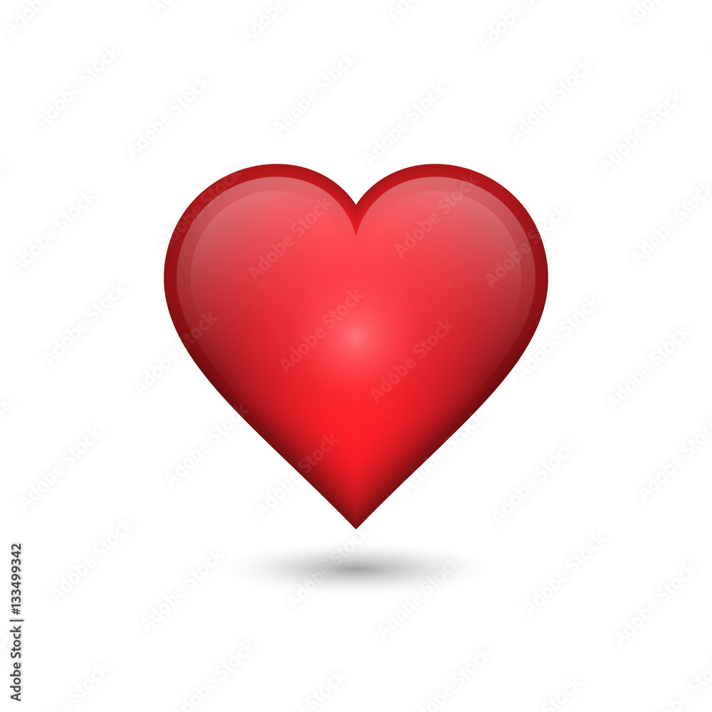 Heart red shiny glossy vector.