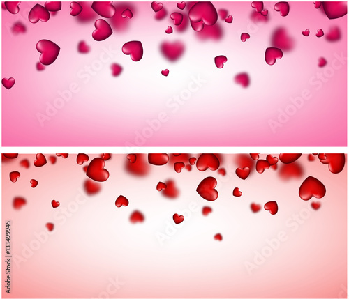 Valentine's love banner with hearts.