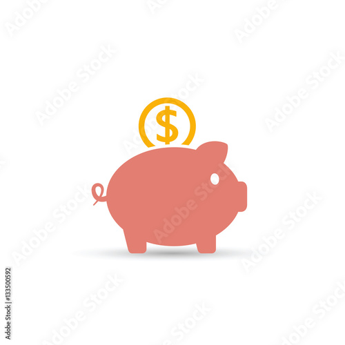 Piggy bank saving money icon.