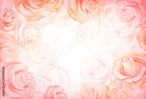 Abstract romantic rose horizontal background.