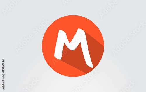 Alphabet letter M orane long shadow logo icon design