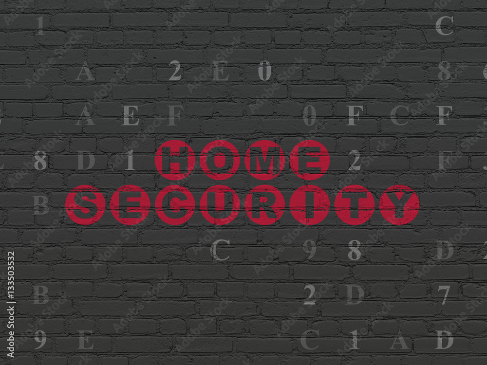 Protection concept: Home Security on wall background Protection concept: Home Security on wall background