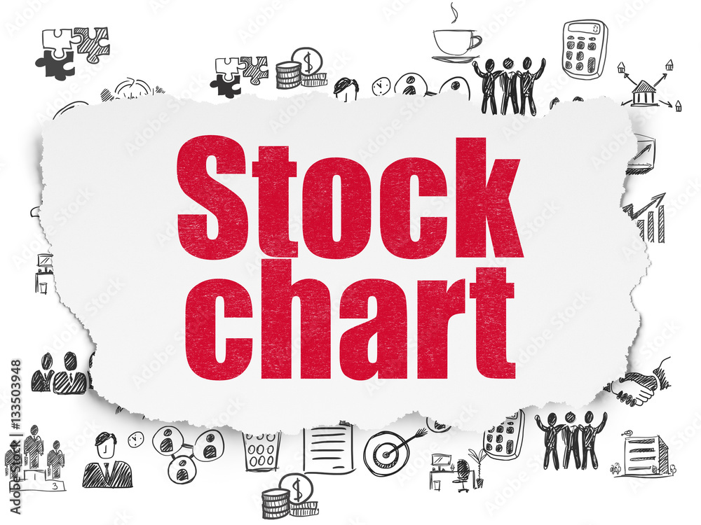 Business concept: Stock Chart on Torn Paper background