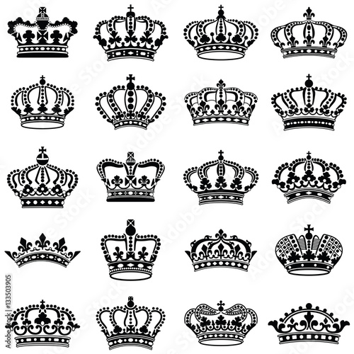 Crown icon collection - vector silhouette