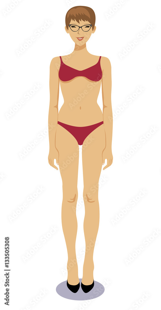 Vector illustration of a bikini woman standing
