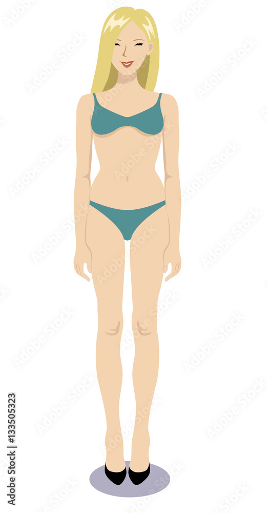 Vector illustration of a bikini woman standing Vector illustration of a bikini woman standing