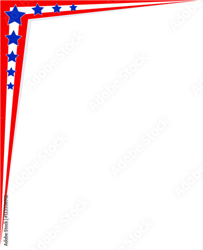 Abstract American flag symbols corner frame border with an empty space for text.