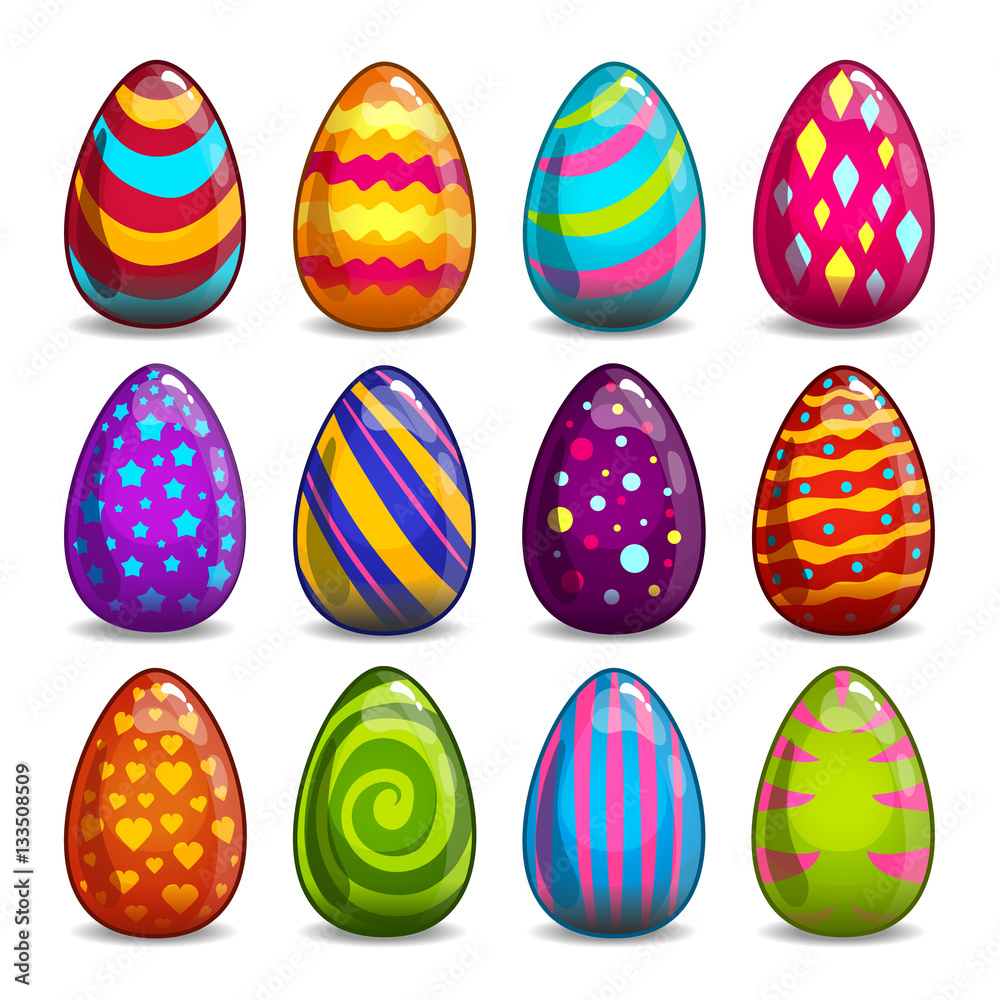 Big set with cartoon easter eggs Big set with cartoon easter eggs