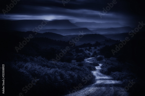 pasth in the mountain at night