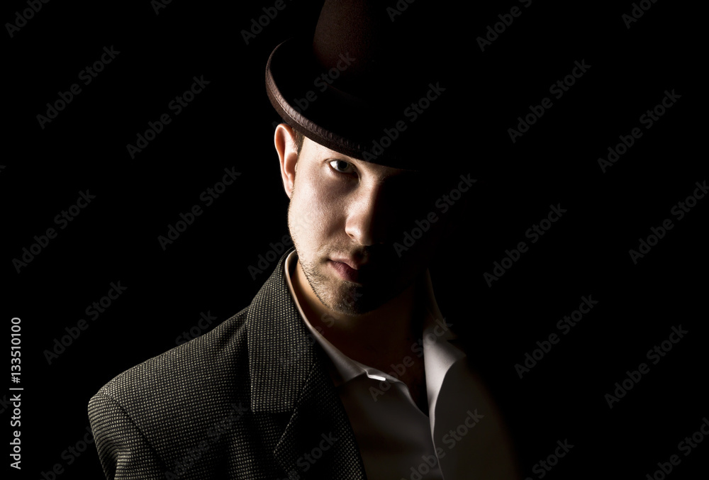Portrait of young and attractive gentleman in tero style wearing Portrait of young and attractive gentleman in tero style wearing
