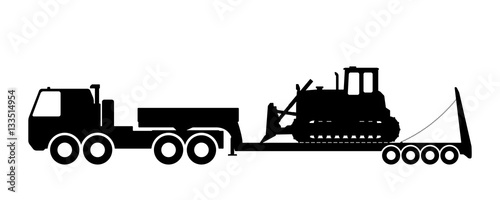 Silhouette of the tractor on the trawl.