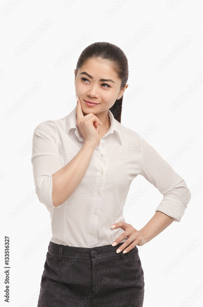 Business Asian girl portrait. Looking away. Business Asian girl portrait. Looking away.