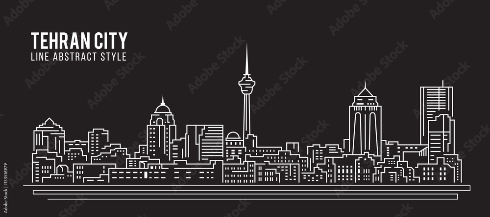 Cityscape Building Line art Vector Illustration design - Tehran city