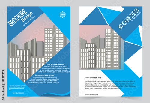 Brochure template flyer design blue template