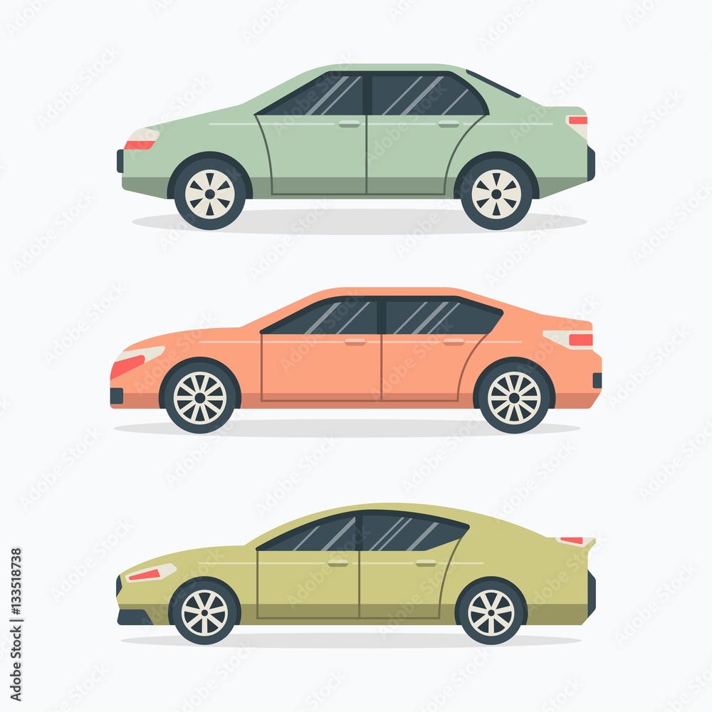 Fototapeta premium Flat Car Collection.