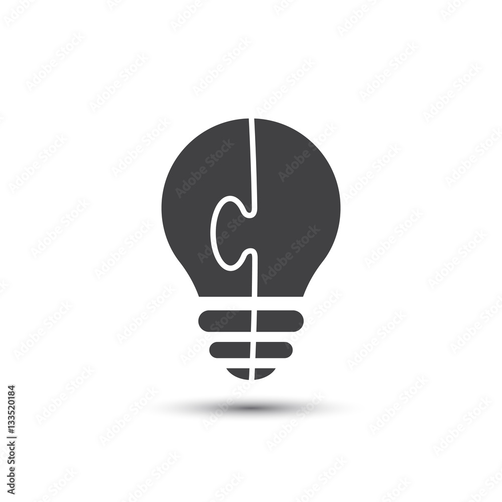 Lightbulb made of puzzle, vector idea concept. Lightbulb made of puzzle, vector idea concept.