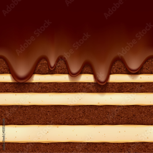 Fotografie, Tablou CHocolate sponge cake background. Colorful seamless texture.